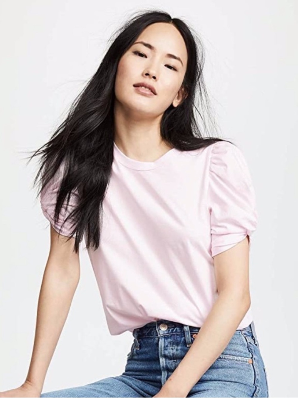 A.L.C. Kati Puff Sleeve Tee in Pale Pink Size Medium